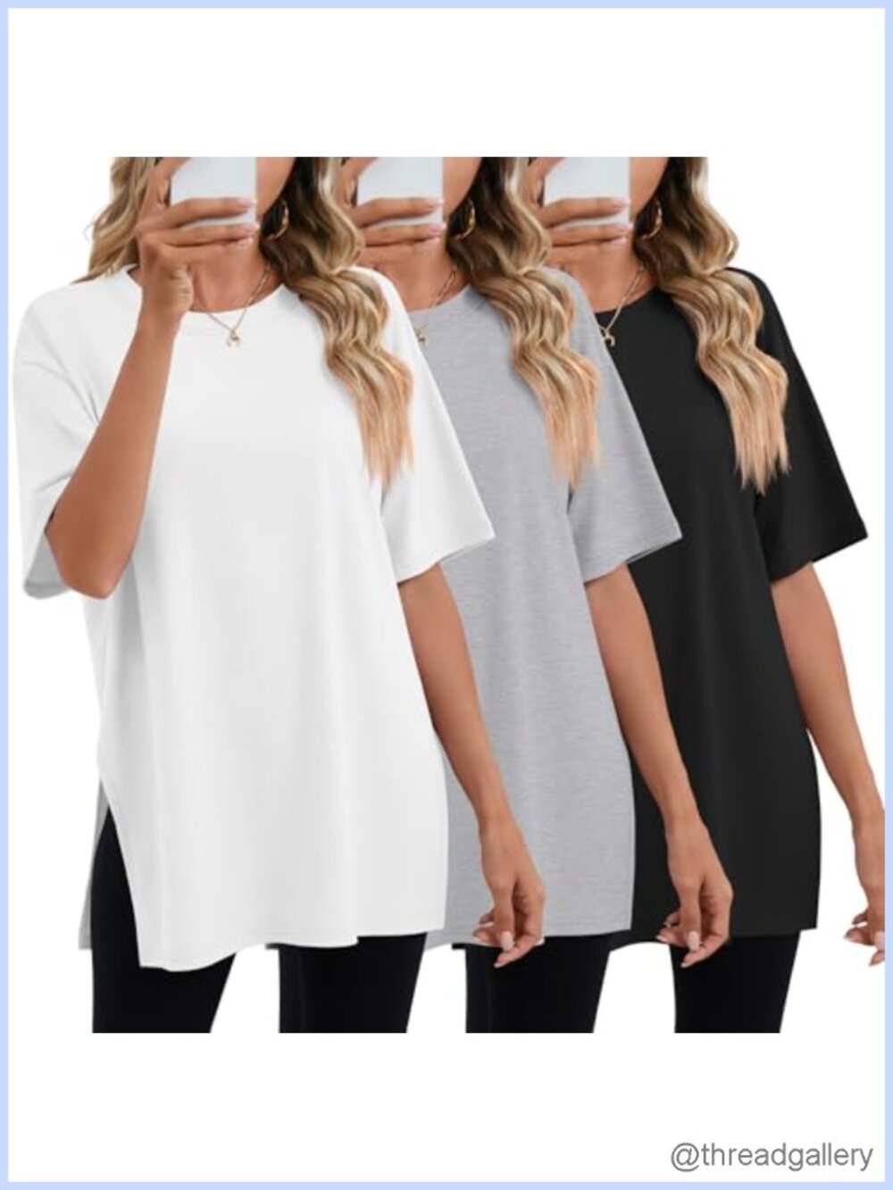 3 Pack Oversized T Shirts Cotton Blend Crew Neck Gym Tees